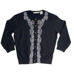 Autumn Cashmere Black Beaded Cardigan‎